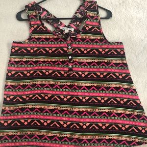 Pink Rose tribal multicolor racer back tank top